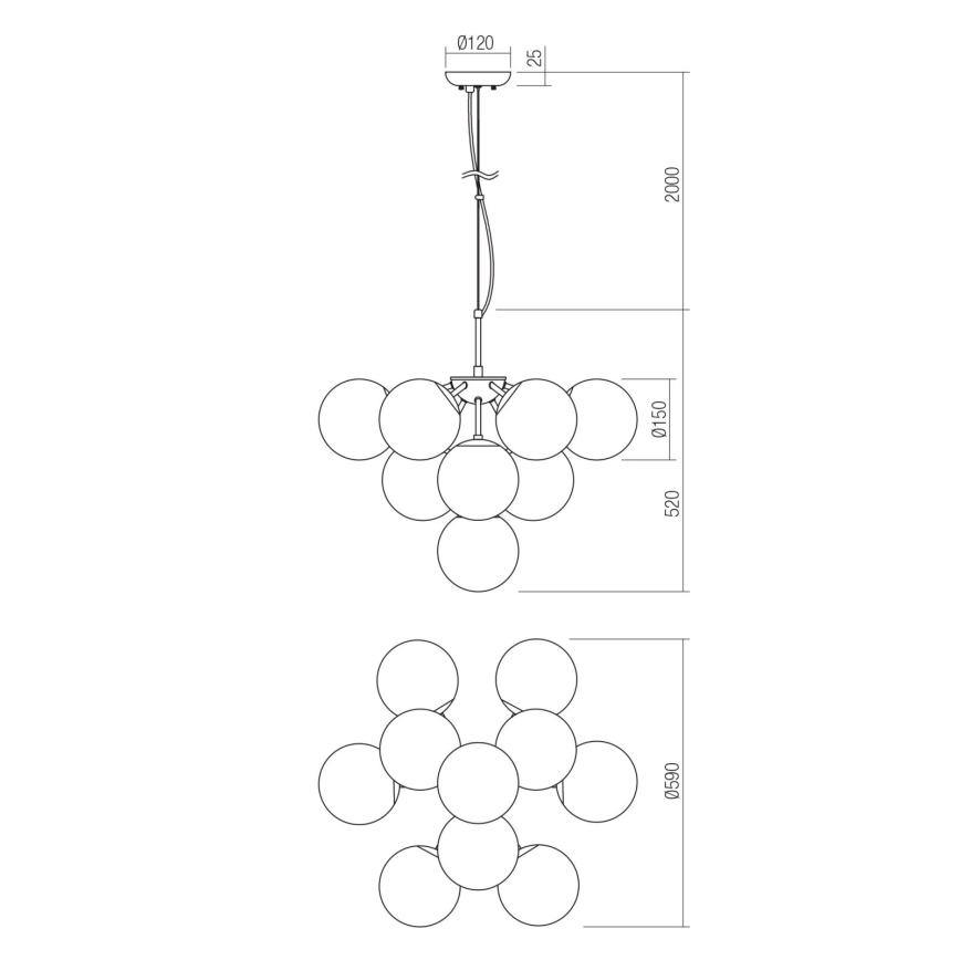 Redo 01-2940 - Chandelier on a string AGAPE 10xE14/28W/230V gold