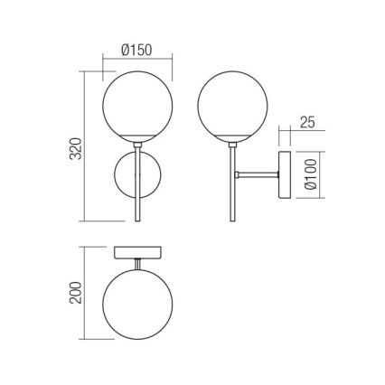 Redo 01-2942 - Wall lamp MUNDI 1xE14/28W/230V copper