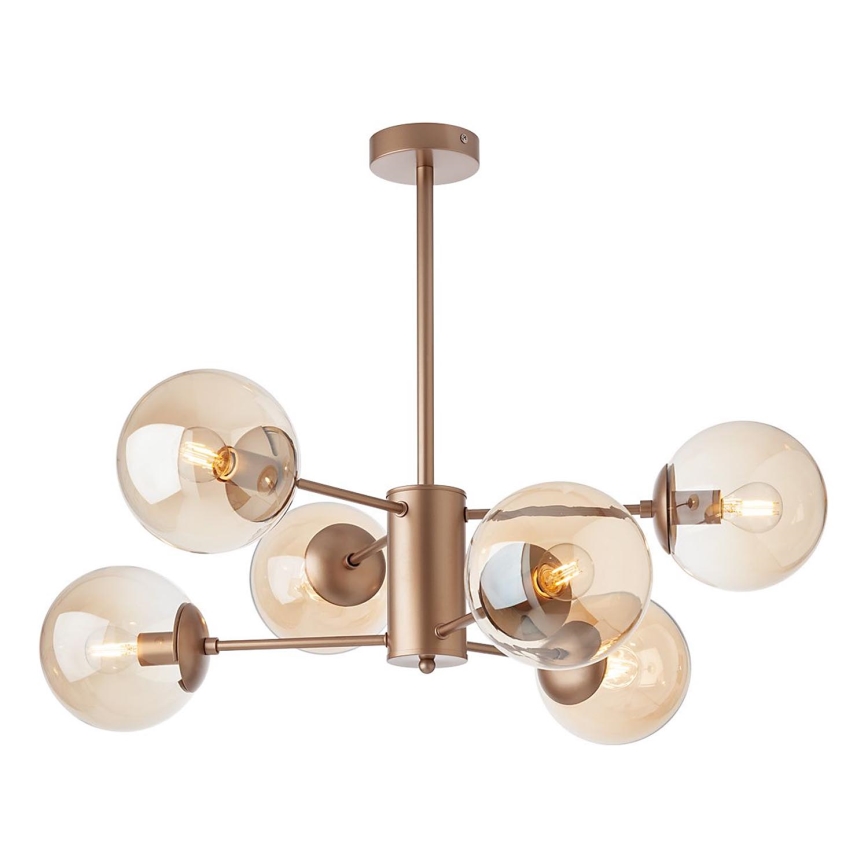 Redo 01-2943 - Chandelier on a pole MUNDI 6xE14/28W/230V copper