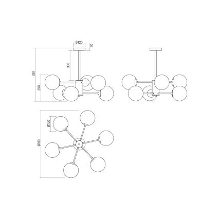Redo 01-2943 - MUNDI Rod-Mounted Chandelier 6xE14/28W/230V Copper/Smoked