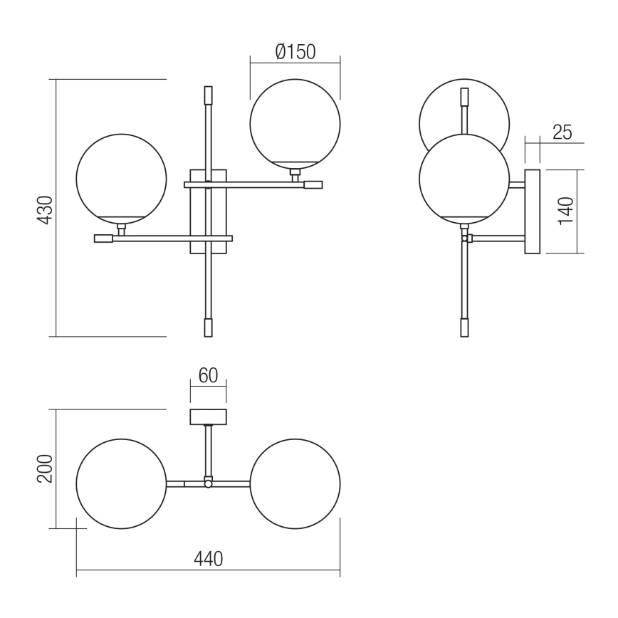 Redo 01-2946 - Wall light ESSENTIAL 2xE14/28W/230V