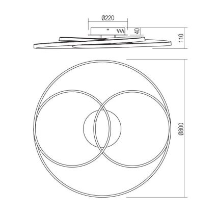 Redo 01-2973 - LED Ceiling light CENTRIX LED/92W/230V bronze