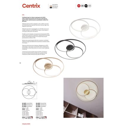 Redo 01-2975 - LED Ceiling light CENTRIX LED/92W/230V black