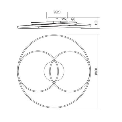 Redo 01-2975 - LED Ceiling light CENTRIX LED/92W/230V black