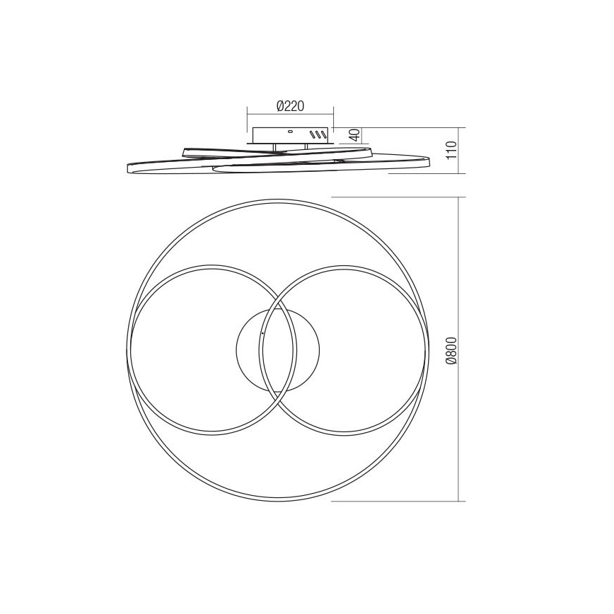 Redo 01-2975 - LED Ceiling light CENTRIX LED/92W/230V black