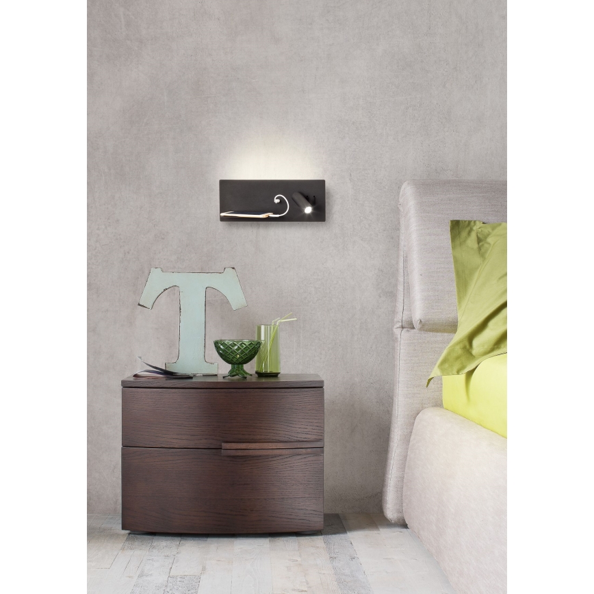Redo 01-2985 - LED Wall spotlight BROOK LED/8W/230V + LED/3W USB CRI 90 black left