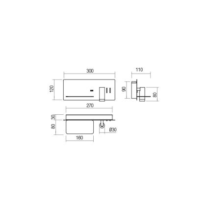 Redo 01-2985 - LED Wall spotlight BROOK LED/8W/230V + LED/3W USB CRI 90 black left
