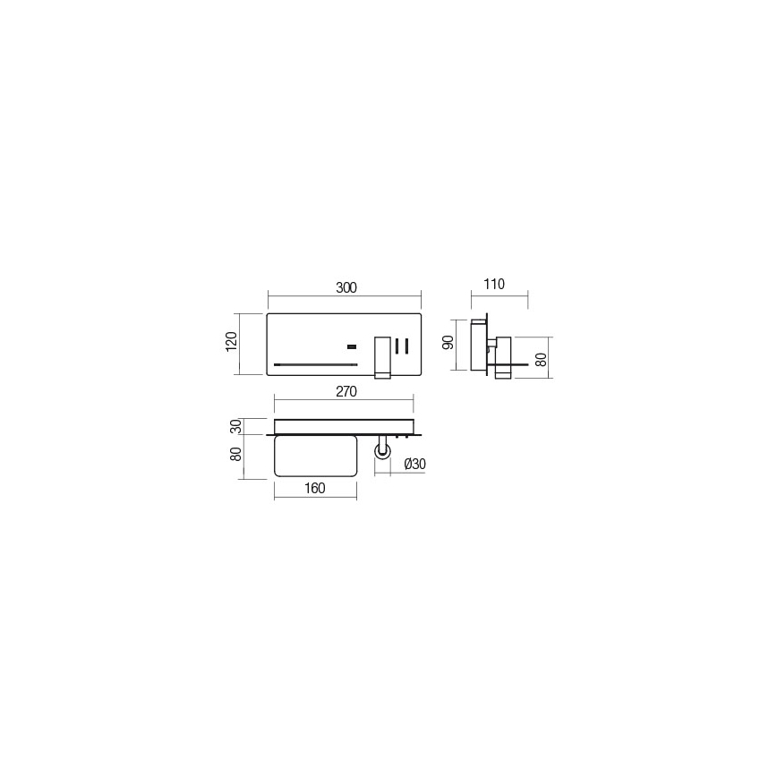 Redo 01-2985 - LED Wall spotlight BROOK LED/8W/230V + LED/3W USB CRI 90 black left