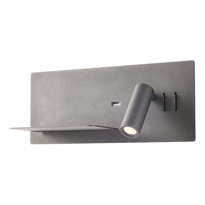 Redo 01-2985 - LED Wall spotlight BROOK LED/8W/230V + LED/3W USB CRI 90 black left