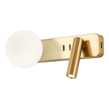 Redo 01-2992 - LED Wall Light OASIS LED/3W/230V + 1x G9/10W USB CRI 90 bronze