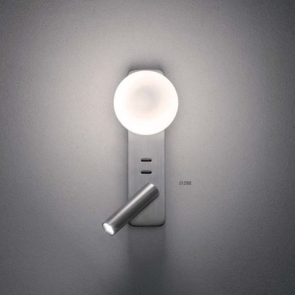 Redo 01-2993 - LED Wall Light OASIS LED/3W/230V + 1xG9/10W USB CRI 90 Polished Chrome