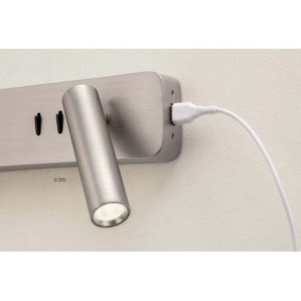 Redo 01-2993 - LED Wall Light OASIS LED/3W/230V + 1xG9/10W USB CRI 90 Polished Chrome
