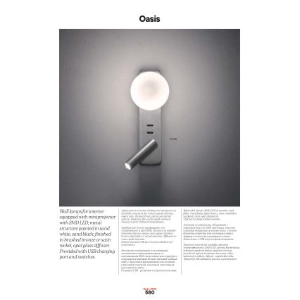 Redo 01-2994 - OASIS LED Wall Light LED/3W/230V + 1xG9/10W, USB, CRI 90, black