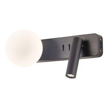 Redo 01-2994 - OASIS LED Wall Light LED/3W/230V + 1xG9/10W, USB, CRI 90, black