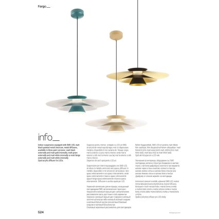 Redo 01-3001 - FARGO LED pendant light on cable LED/16.5W/230V CRI 90, dia. 50 cm, black/gold