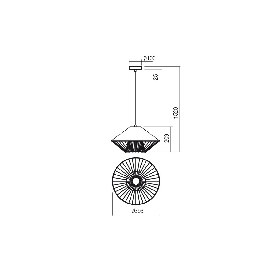 Redo 01-3004 - GRILL Cable Pendant Lamp 1xE27/42W/230V Ø 39.6 cm Black/White
