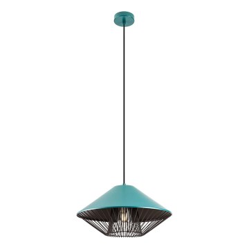 Redo 01-3006 - Cable-hung pendant GRILL 1xE27/42W/230V Ø 39.6 cm black/turquoise