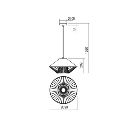 Redo 01-3007 - GRILL cable-hung pendant lamp 1xE27/42W/230V Ø 39,6 cm black/beige