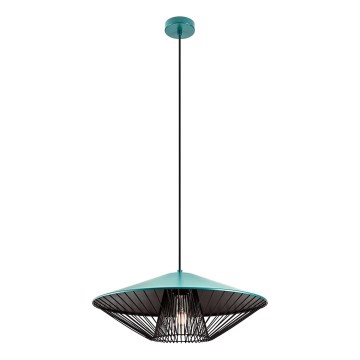 Redo 01-3010 - GRILL Cable Pendant Light 1xE27/42W/230V Ø 49.5 cm Black/Turquoise
