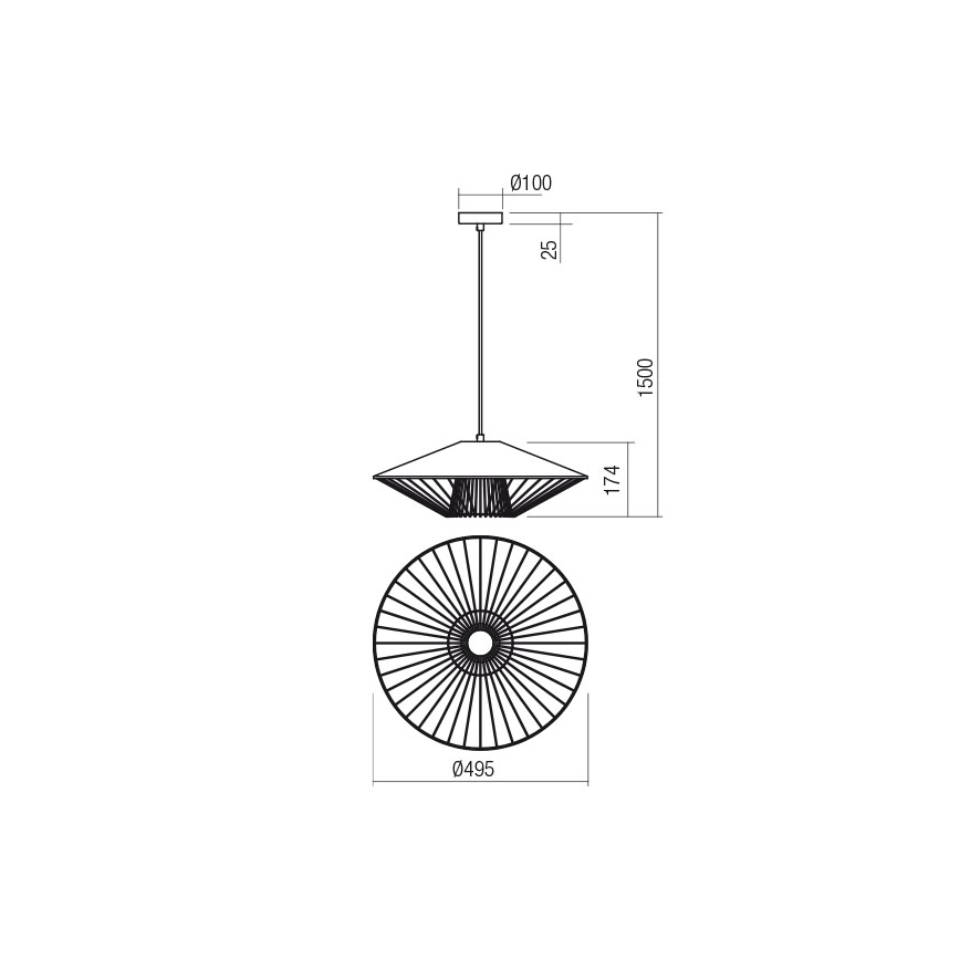 Redo 01-3011 - Cable-suspended pendant GRILL 1xE27/42W/230V, Ø 49.5 cm, black/beige