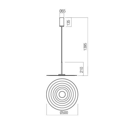 Redo 01-3045 - LED cable-hung pendant LAKE LED/13W/230V CRI 90 Ø 50 cm orange