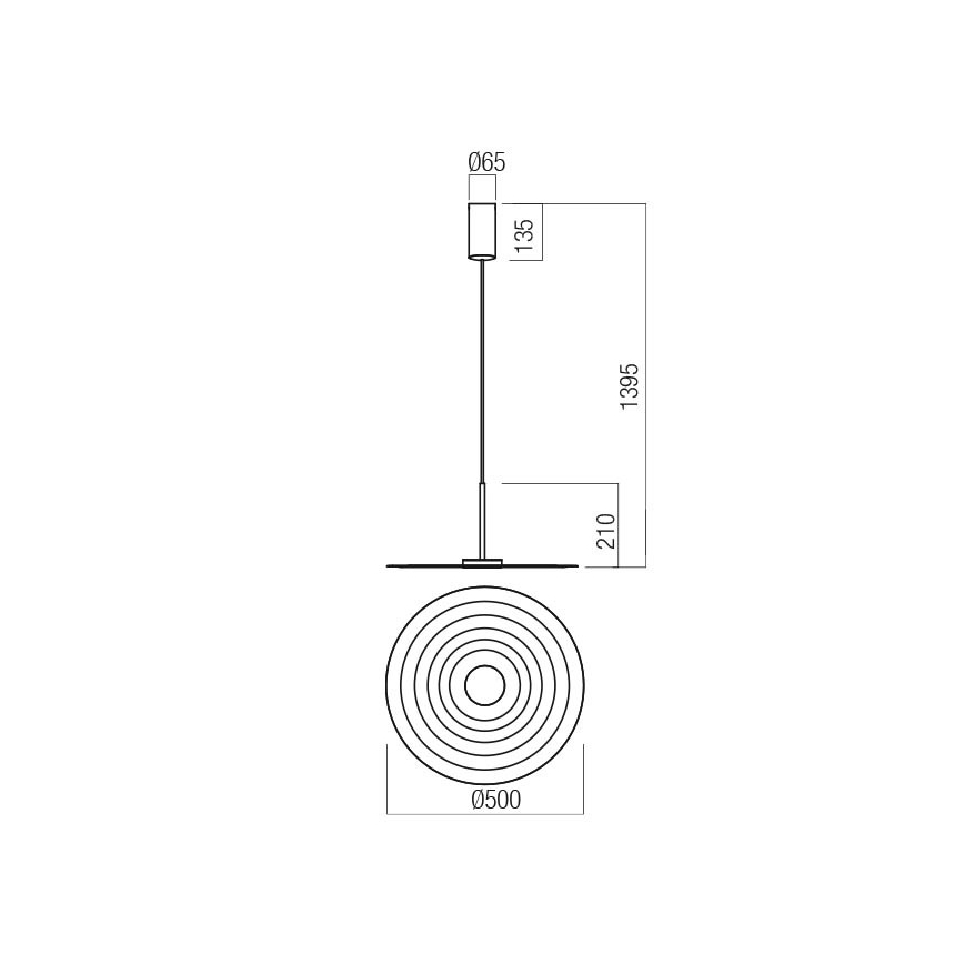 Redo 01-3045 - LED cable-hung pendant LAKE LED/13W/230V CRI 90 Ø 50 cm orange
