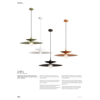 Redo 01-3049 - GUNNAR cable-suspended pendant light 1x E27/42W/230V, Ø 50 cm, orange