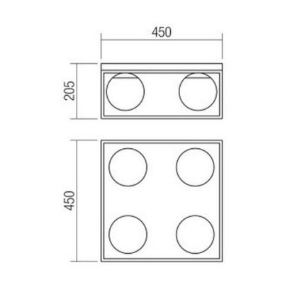 Redo 01-3055 - Ceiling light ZODIAC 4xE14/28W/230V