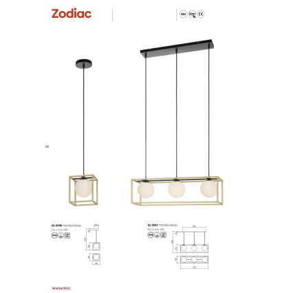 Redo 01-3057 - Chandelier on a string ZODIAC 3xE14/28W/230V