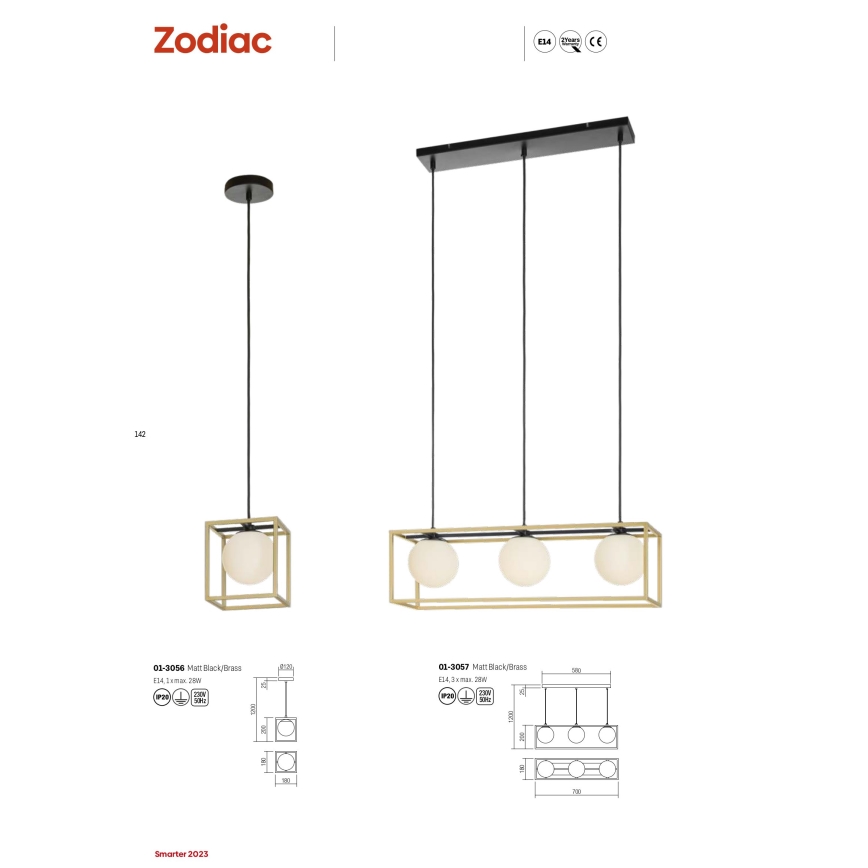 Redo 01-3057 - Chandelier on a string ZODIAC 3xE14/28W/230V