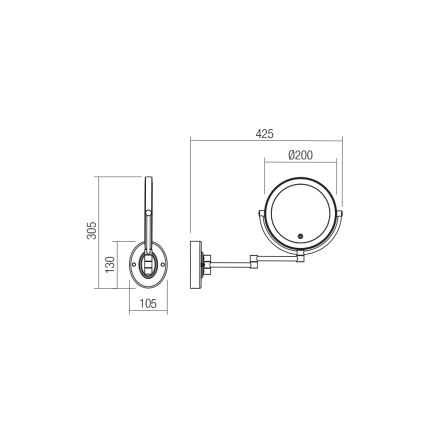 Redo 01-3088 - LED Dimmable touch cosmetic mirror SELFIE LED/7W/230V 3000/4000/6000K black