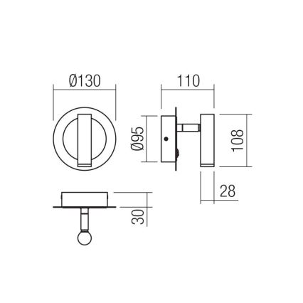 Redo 01-3090 - LED Wall spotlight CLOSER LED/6W/230V black