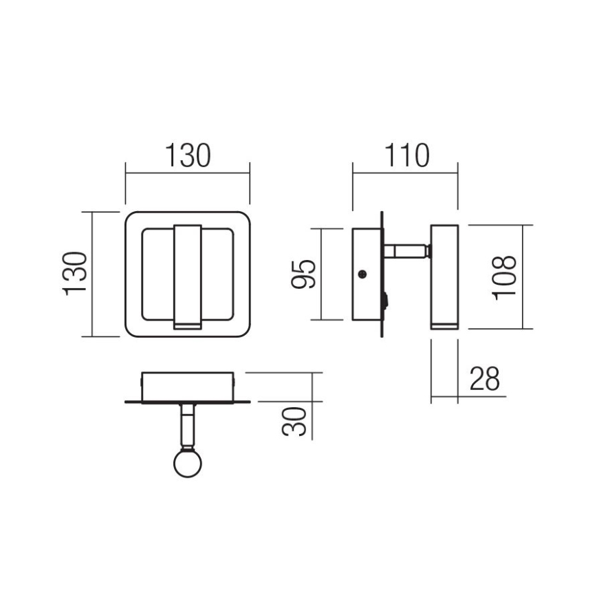 Redo 01-3092 - LED Wall spotlight CLOSER LED/6W/230V black