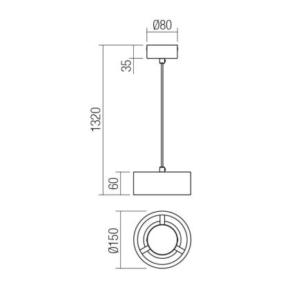 Redo 01-3099 - LED Chandelier on a string PUNKT LED/6W/230V d. 15 cm white