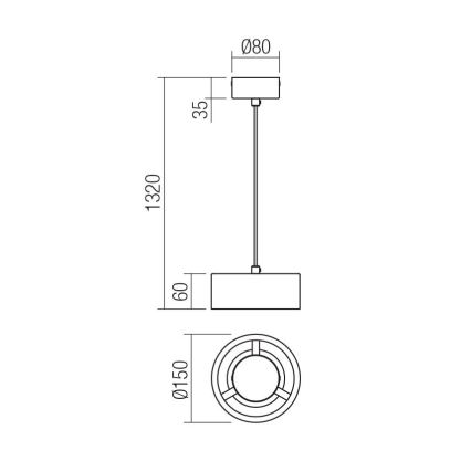Redo 01-3100 - LED chandelier on a string PUNKT LED/6W/230V d. 15 cm brass