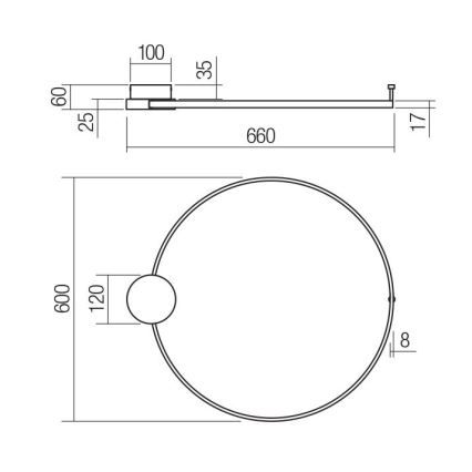 Redo 01-3103 - LED Wall light ATOM LED/20W/230V d. 60 cm
