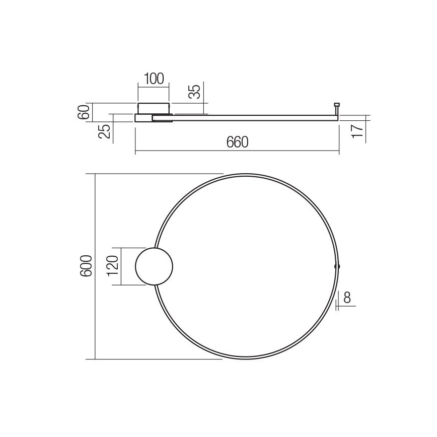 Redo 01-3103 - LED Wall light ATOM LED/20W/230V d. 60 cm