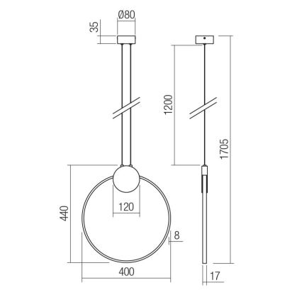 Redo 01-3106 - LED Chandelier on a string ATOM LED/11W/230V d. 40 cm