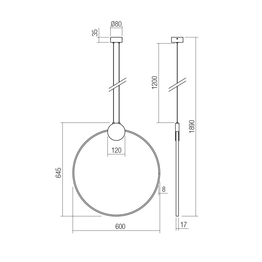 Redo 01-3107 - LED Chandelier on a string ATOM LED/20W/230V d. 60 cm