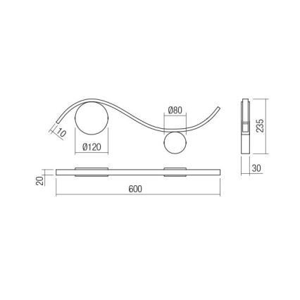Redo 01-3109 - LED Wall light WAVE LED/9W/230V brass