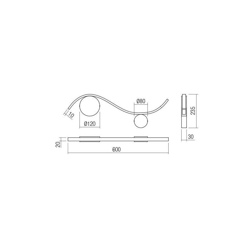 Redo 01-3109 - LED Wall light WAVE LED/9W/230V brass