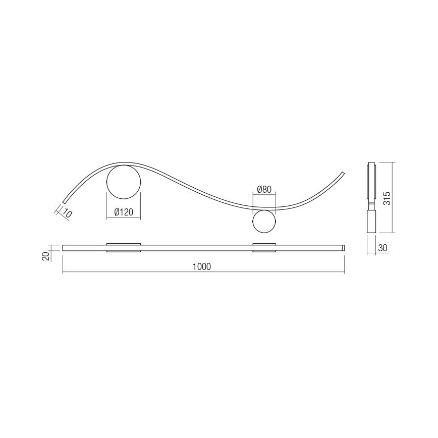 Redo 01-3112 - LED Wall light WAVE LED/11W/230V brass