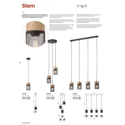 Redo 01-3142 - Chandelier on a string STEM 3xE27/42W/230V