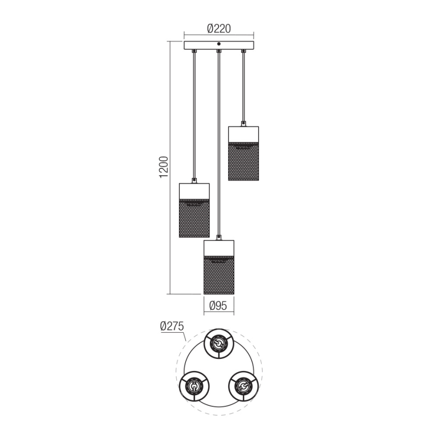 Redo 01-3142 - Chandelier on a string STEM 3xE27/42W/230V