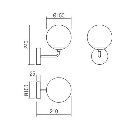 Redo 01-3147 - Wall light BOWLING 1xE27/42W/230V gold