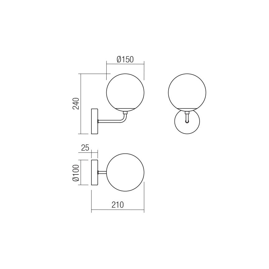 Redo 01-3147 - Wall light BOWLING 1xE27/42W/230V gold