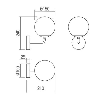 Redo 01-3148 - Wall light BOWLING 1xE27/42W/230V black