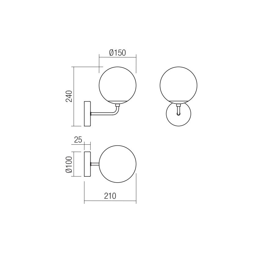 Redo 01-3148 - Wall light BOWLING 1xE27/42W/230V black