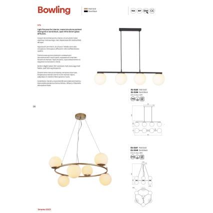Redo 01-3156 - Chandelier on a string BOWLING 4xE27/42W/230V black