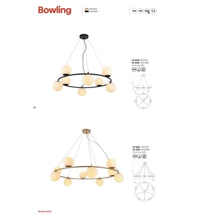 Redo 01-3158 - Chandelier on a string BOWLING 6xE14/28W/230V black